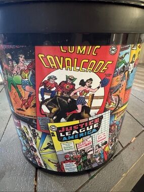 Justice League Comic Collage Storage Bucket - Multicolor